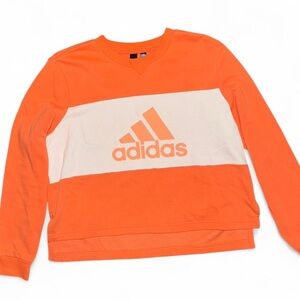 Adidas Cropped Logo Sweatshirt – Orange/White – Size Large